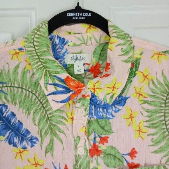 Style & Co Shirt Size M Womens Tropical Floral Button-Up - Picture 3 of 10